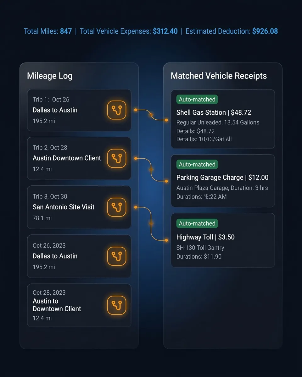 Add expenses and receipts to trips