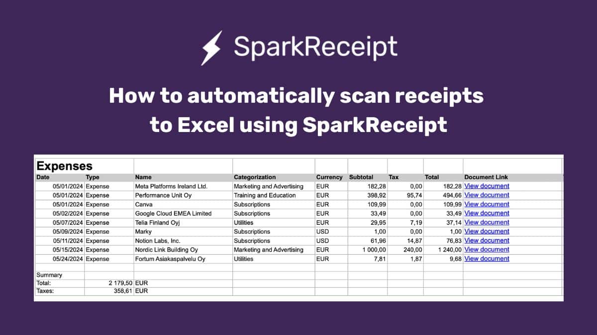 How to Automatically Scan Receipts to Excel Using SparkReceipt