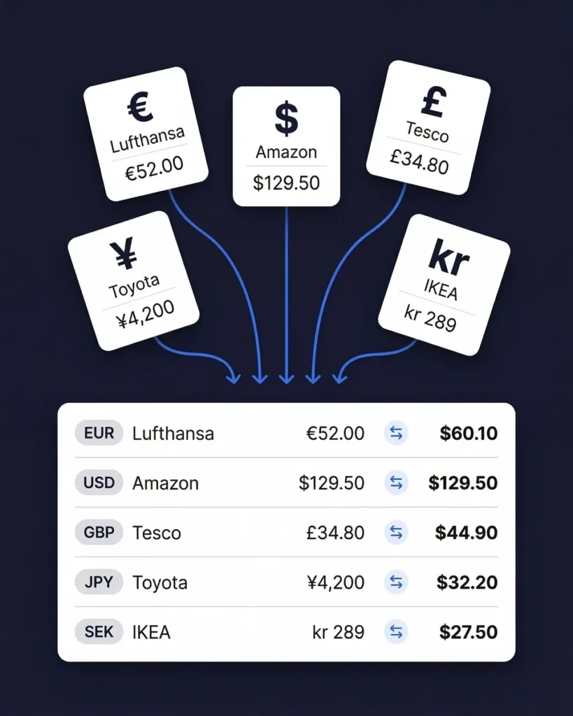 SparkReceipt supports every currency