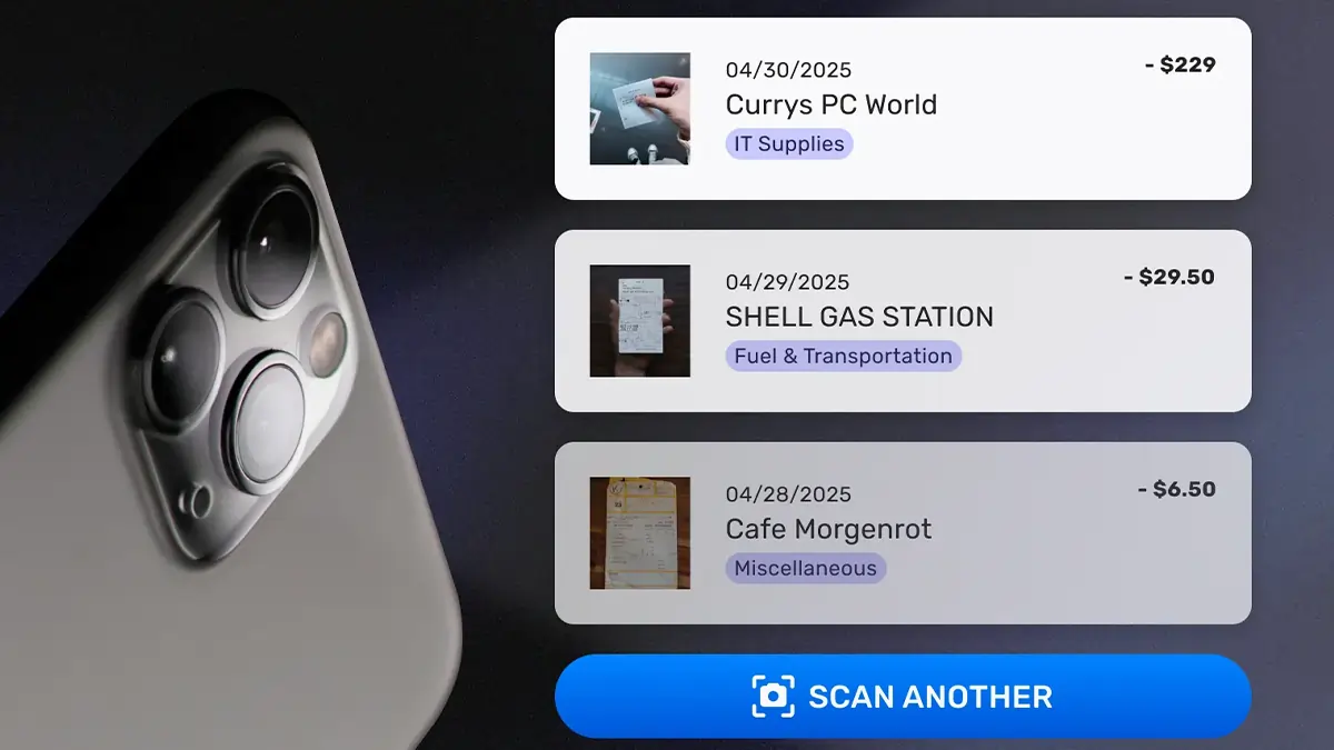 Scan receipts and expenses in seconds