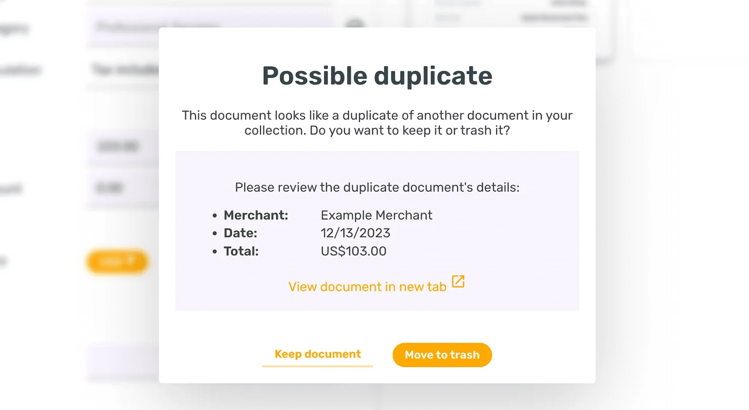 Duplicate expense detection